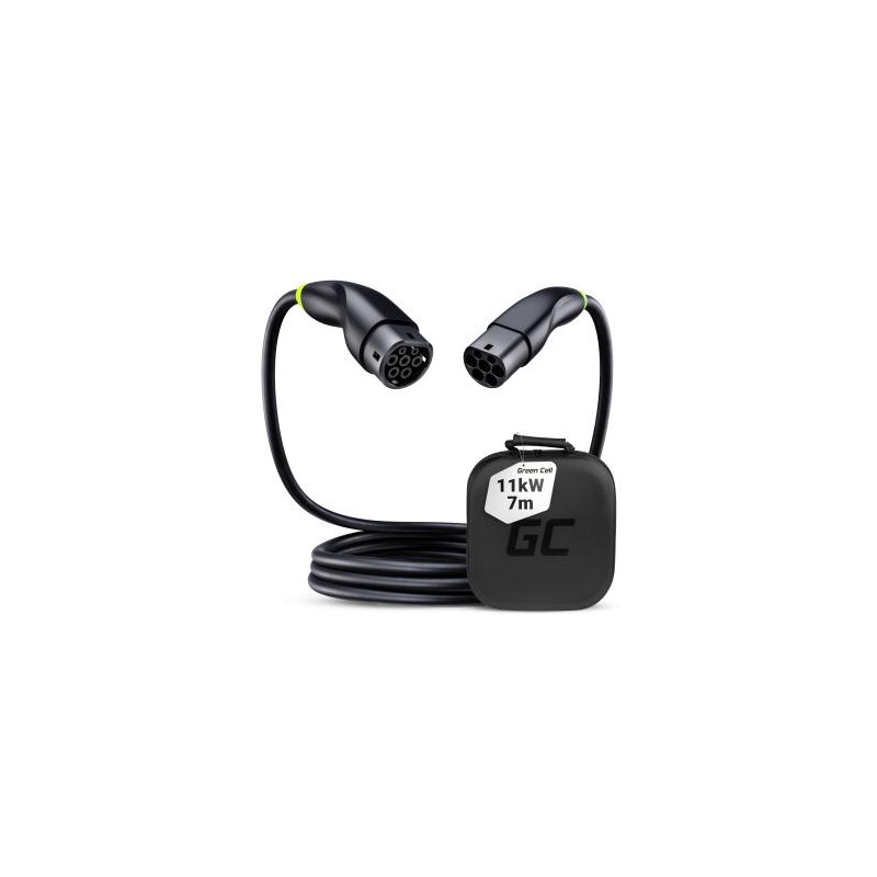 Green Cell Snap Type 2 EV ładowania kabel 11 kW 7 m do Tesla Model 3 S X Y, VW ID.3, ID.4, Kia EV6, Hyundai IONIQ 5, Ford Mach-E