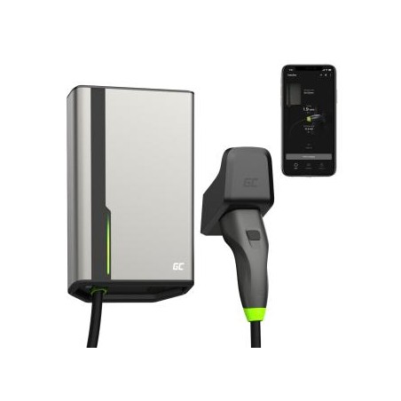 Green Cell GC HabuDen Wallbox 22kW 32A 5m kabel Type 2 Smart EV stacja ładowania z GC App Bluetooth WiFi