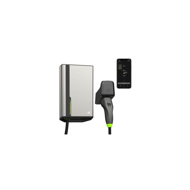 Green Cell GC HabuDen Wallbox 22kW 32A 7.5m kabel Type 2 Smart EV  stacja  ładowania z GC App Bluetooth WiFi