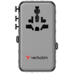 Verbatim, Uniwersalny adapter podróżny GaN III Charge ,n 1x USB-C, 1X USB-A + 2x zintegrowane kable USB-C, czarna, 70 W