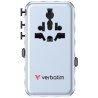 Verbatim, Adapter podróżny Charge ,n, Travel GaN III 1x USB-C, 1X USB-A + 2x zintegrowane kable USB-C, niebieska, 70 W