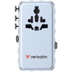 Verbatim, Adapter podróżny Charge ,n, Travel GaN III 1x USB-C, 1X USB-A + 2x zintegrowane kable USB-C, niebieska, 70 W