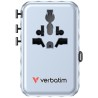 Verbatim, Adapter podróżny Charge ,n, Travel GaN III 2x USB-C, 2X USB-A + 1x zintegrowany kabel USB-C, niebieska, 100 W