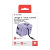 Verbatim, Adapter podróżny Charge ,n, Travel GaN III 2x USB-C, 2X USB-A + 1x zintegrowany kabel USB-C, fioletowy, 100 W