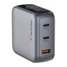 Verbatim, Mini ładowarka GaN z wyświetlaczem i kablem 2 x USB-C / 1 x USB-A, szara, 100 W, Wbudowane zabezpieczenie nadprądowe