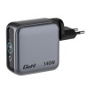 Verbatim, Mini ładowarka GaN z wyświetlaczem i kablem 3 x USB-C / 1 x USB-A, szara, 140 W, Wymienne wtyczki EU, UK, USA