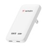 Verbatim, Ładowarka Essentials Slim GaN USB-C1 PD 3.0 , USB-C2 PD 3.0, biała, 65W