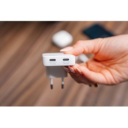 Verbatim, Ładowarka Essentials Slim GaN USB-C1 PD 3.0 , USB-C2 PD 3.0, biała, 65W