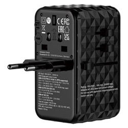 Verbatim, Uniwersalny adapter podróżny 2x USB-C PD i QC 4+, 1x USB-C PD 3.0, 1x USB-A QC, czarny, 140 W