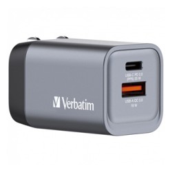 Verbatim, Ładowarka GaN USB 3.0, USB C, szara, 35 W, wymienne końcówki  C,G,A