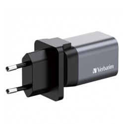 Verbatim, Ładowarka GaN USB 3.0, USB C, szara, 35 W, wymienne końcówki  C,G,A