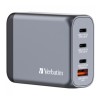Verbatim, Ładowarka GaN USB 3.0, USB C, szara, 100 W, wymienne końcówki  C,G,A