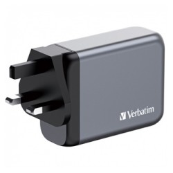 Verbatim, Ładowarka GaN USB 3.0, USB C, szara, 100 W, wymienne końcówki  C,G,A