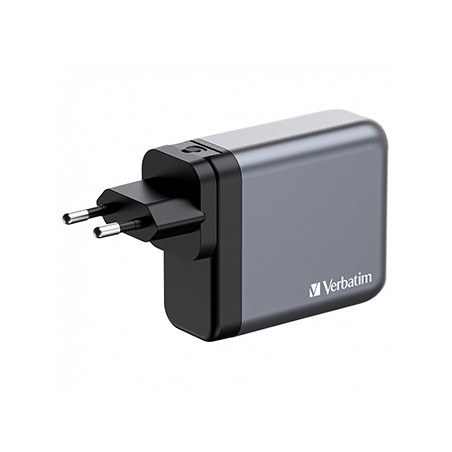Verbatim, Ładowarka GaN USB 3.0, USB C, szara, 140 W, wymienne końcówki  C,G,A