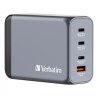 Verbatim, Ładowarka GaN USB 3.0, USB C, szara, 240 W, wymienne końcówki  C,G,A