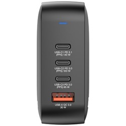 Verbatim, Ładowarka GaN USB 3.0, USB C, szara, 165 W, wymienne końcówki  C,G,A