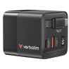 Verbatim, Ładowarka GaN USB 3.0, USB C, szara, 65 W, wymienne wtyczki C, G, A, ze zintegrowanym kablem
