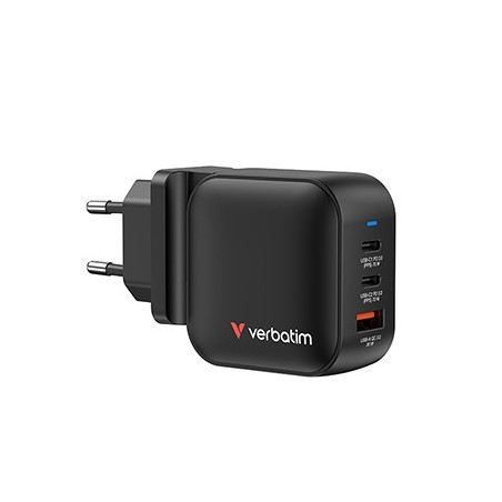 Verbatim, Ładowarka GaN USB 3.0, USB C, szara, 70W, wymienne końcówki  C,G,A