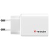 Verbatim Essentials, Ładowarka sieciowa GaN USB-A QC 3.0, 2 USB-C PD 3.0, biała, 65W