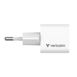 Verbatim, Ładowarka Mini GaN 1 x USB-C, biała, 20 W, do użytku w pomieszczeniach