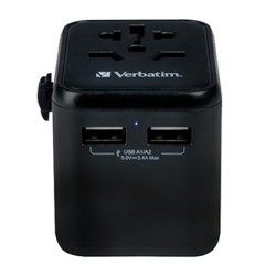 Verbatim, Adapter podróżny World-to-World Verbatim UTA-01 USB-A, czarny, 12 W