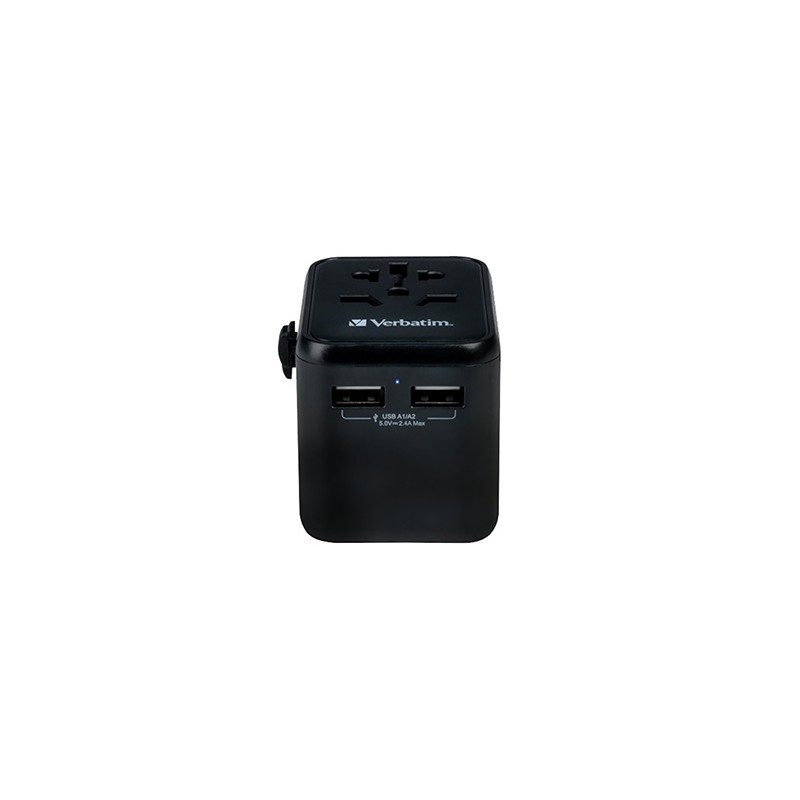 Verbatim, Adapter podróżny World-to-World Verbatim UTA-01 USB-A, czarny, 12 W