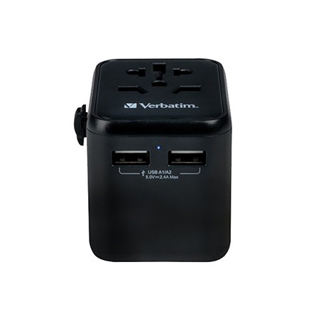 Verbatim, Adapter podróżny World-to-World Verbatim UTA-01 USB-A, czarny, 12 W