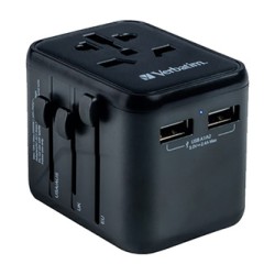 Verbatim, Adapter podróżny World-to-World Verbatim UTA-01 USB-A, czarny, 12 W