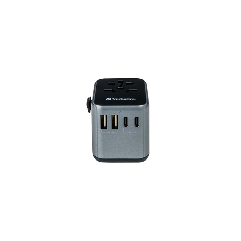 Verbatim, Adapter podróżny World-to-World Verbatim UTA-03 USB-A, USB-C, czarny, 30 W