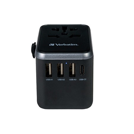 Verbatim, Adapter podróżny World-to-World Verbatim UTA-04 USB-A, USB-C, czarny, 61 W