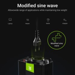 Green Cell power falownik 12V to 230V 150W/300W modyfikowana sinusoida