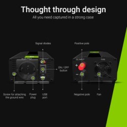Green Cell power falownik 12V to 230V 1500W/3000W modyfikowana sinusoida