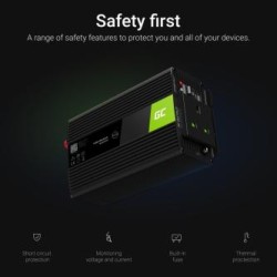 Green Cell power falownik 24V to 230V 500W/1000W zmodyfikowane sine wave UK PLUG