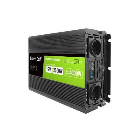 Green Cell PowerInverter LCD 12 volt 2000W/40000W Auto falownik z display - czysta sinusoida
