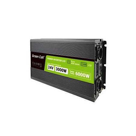Green Cell PowerInverter LCD 24 V 3000W/60000W vehicle falownik z display - czysta sinusoida