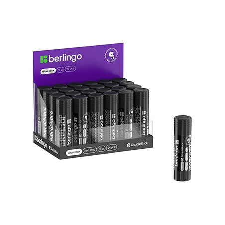 Berlingo, klej w sztyfcie Double black, czarna, 24szt