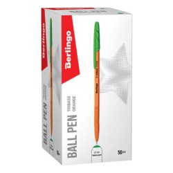 Berlingo, pióro kulkowe, zielony, 50szt, 0.7mm, Tribase orange
