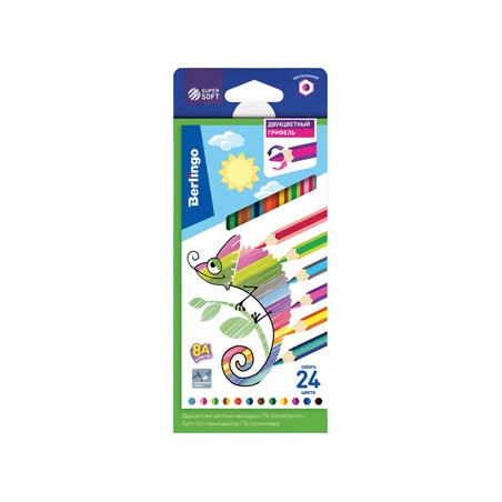 Berlingo, kredki dwukolorowe, color, 12szt, SuperSoft