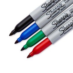 Sharpie, pisak Fine, mix kolorów, 4szt, 0.9mm, stały atrament, blister, EOL