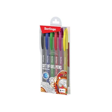 Berlingo, Zestaw długopisów żelowych żelowych, color, 6szt, 0.5mm, Triangle gel
