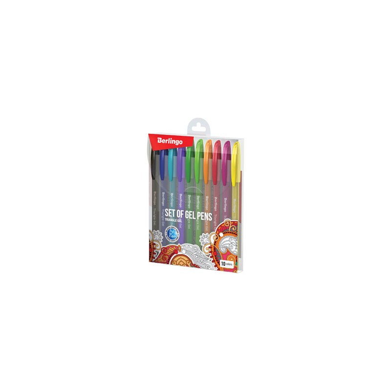 Berlingo, Zestaw długopisów żelowych żelowych, color, 10szt, 0.5mm, Triangle gel