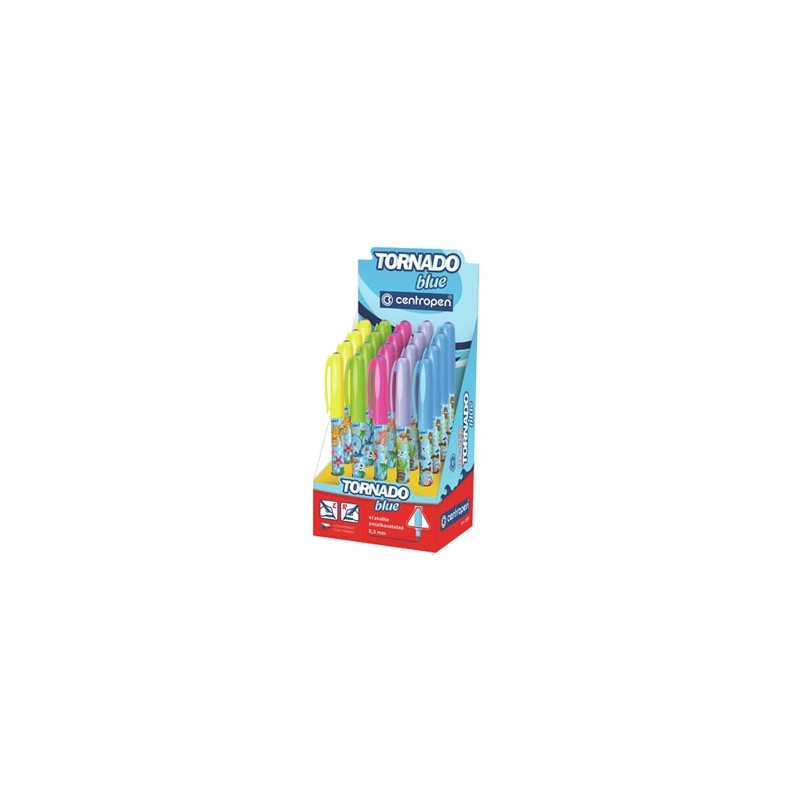 Centropen, zestaw Tornado 2675, niebieski, 20szt, 0.3mm, zmazywalny, BLUE