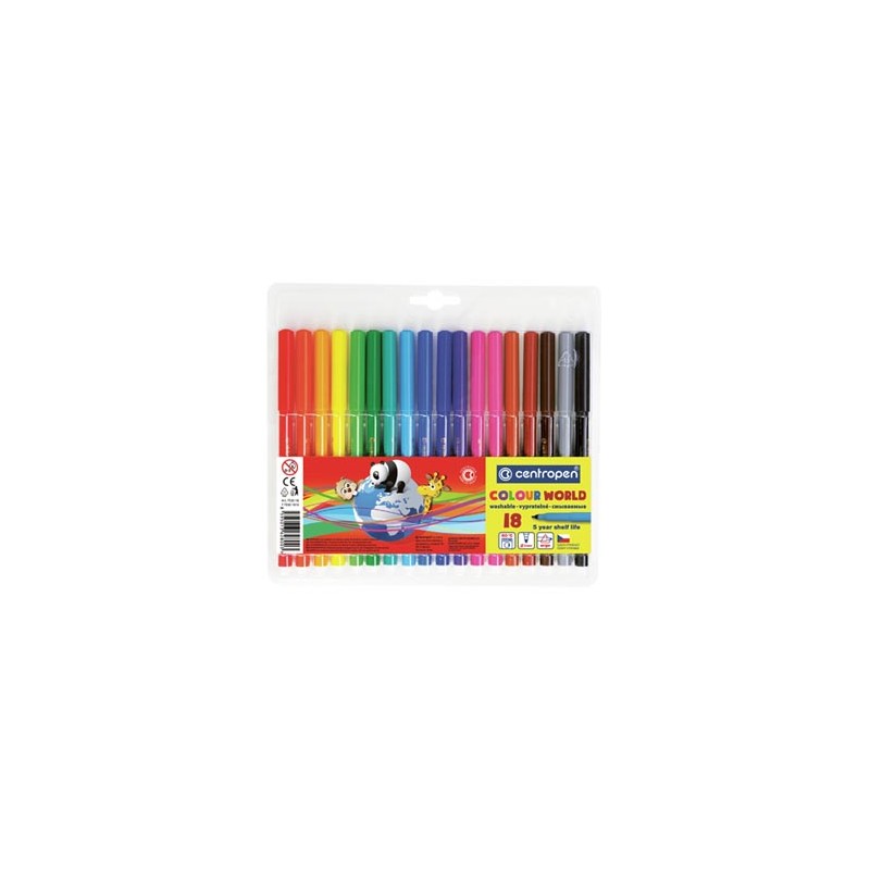 Centropen, zestaw przyborów do malowania 7550, color, 18szt, 1mm, cylindryczna końcówka odporna na nacisk