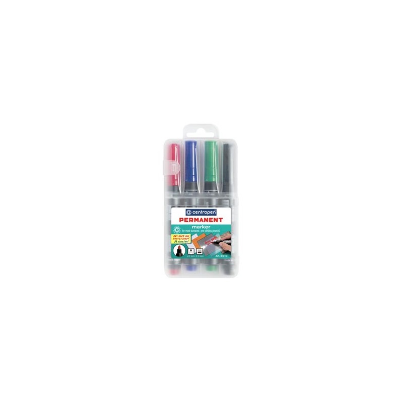 Centropen, zestaw markerów 8510, color, 4szt, 2.5mm, na bazie alkoholu, cena za 1 szt
