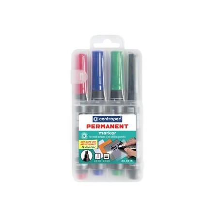 Centropen, zestaw markerów 8516, color, 4szt, 2.5mm, na bazie alkoholu, cena za 1 szt