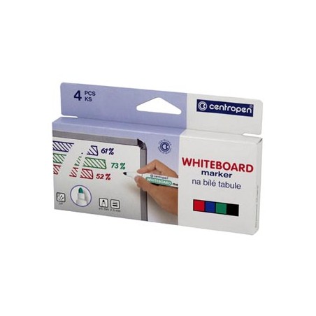 Centropen, zestaw markerów do tablic whiteboard 8559, color, 4szt, 2.5mm, na bazie alkoholu