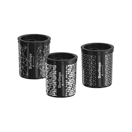 Berlingo, temperówka dwu-otworowa Double black, czarna, 12szt