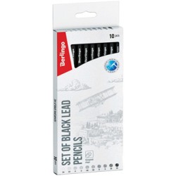 Berlingo, Ołówek zestaw 10 szt (3H-3B), black, 1szt, bez gumki