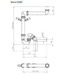 Blanco Syfon plastikowy do zlewu, 40 nebo 50 mm, 325mm, biały, Specjalny syfon 6/4" płaska konstrukcja, EOL