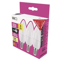 LED żarówka EMOS Lighting E14, 220-240V, 4.2W, 470lm, 2700k, ciepła biel, 30000h, Classic Candle 102x35x35mm-3pack